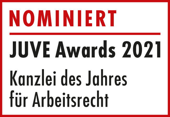 Nominiert für Kanzlei des Jahres für Arbeitsrecht, JUVE awards 2021