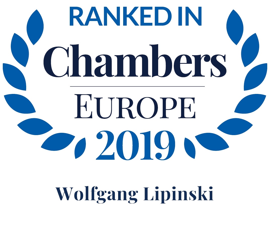 Wolfgang Lipinski, Empfohlener Anwalt durch Chambers Europe 2019