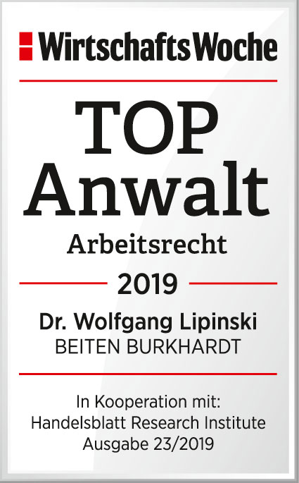 Wolfgang Lipinski, Empfohlener Anwalt durch WiWo, 2019