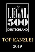 Top Kanzlei, Legal500 Deutschland 2019